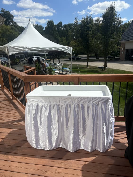 Ice Cooler, Drink Table with Skirt