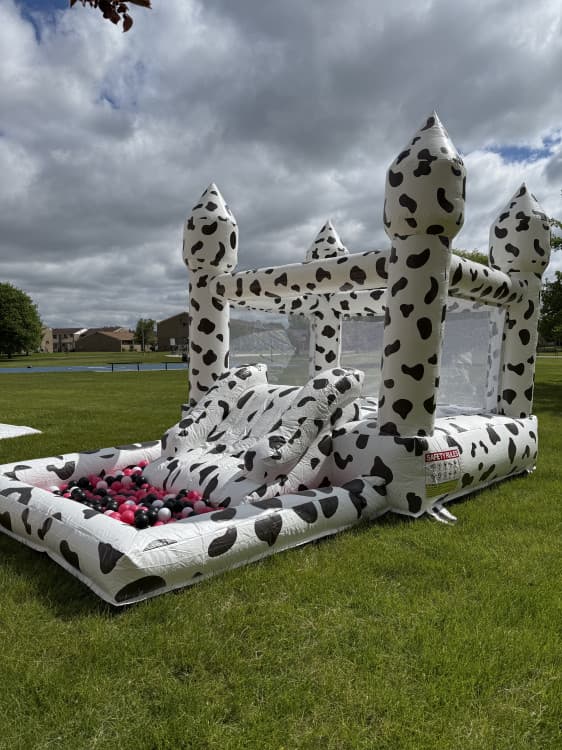 MOO! Cow/Rodeo Bounce House with Slide and Ball Pit