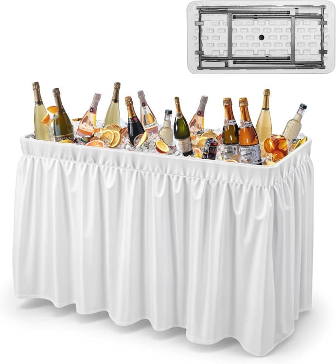 Ice Cooler, Drink Table with Skirt