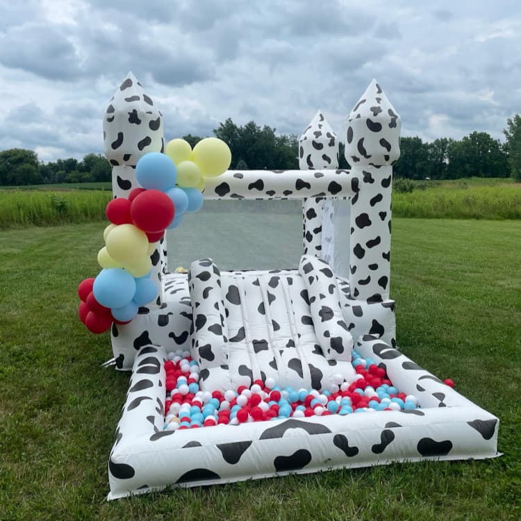 MOO! Cow/Rodeo Bounce House with Slide and Ball Pit