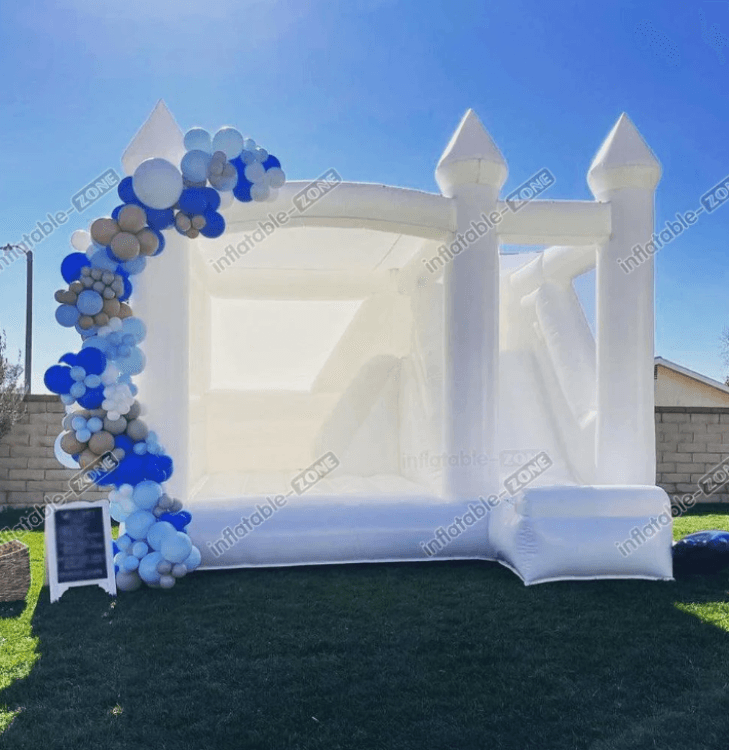 Classic White Bounce Castle WITH Slide